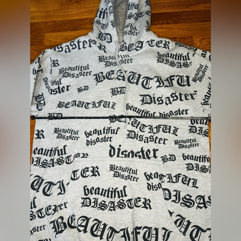 Beautiful Disaster All-Over Print Hoodie – Size Large - Picture 4 of 9
